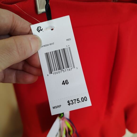 MSGM Milano NWT Red Asymmetrical Ruffle Mini Skirt Italian Size 46 - Picture 6 of 12